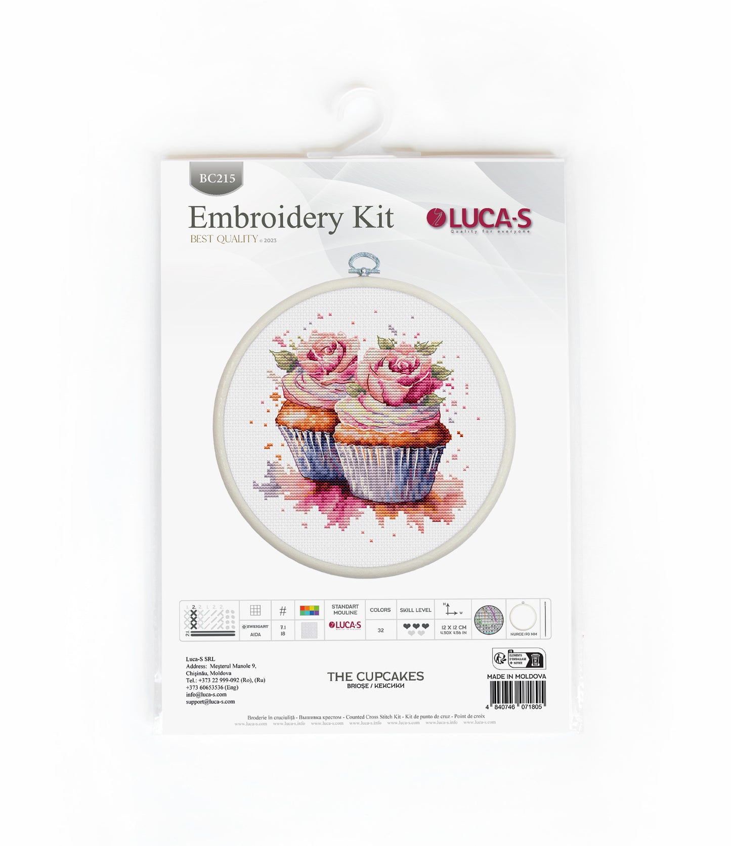 Set de brodat în cruciuliță cu cercul de brodat inclus - Brioșe, BC215