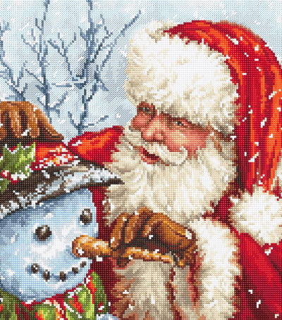 Set de broderie LETISTITCH - Moș Crăciun și omul de zăpadă, Leti919