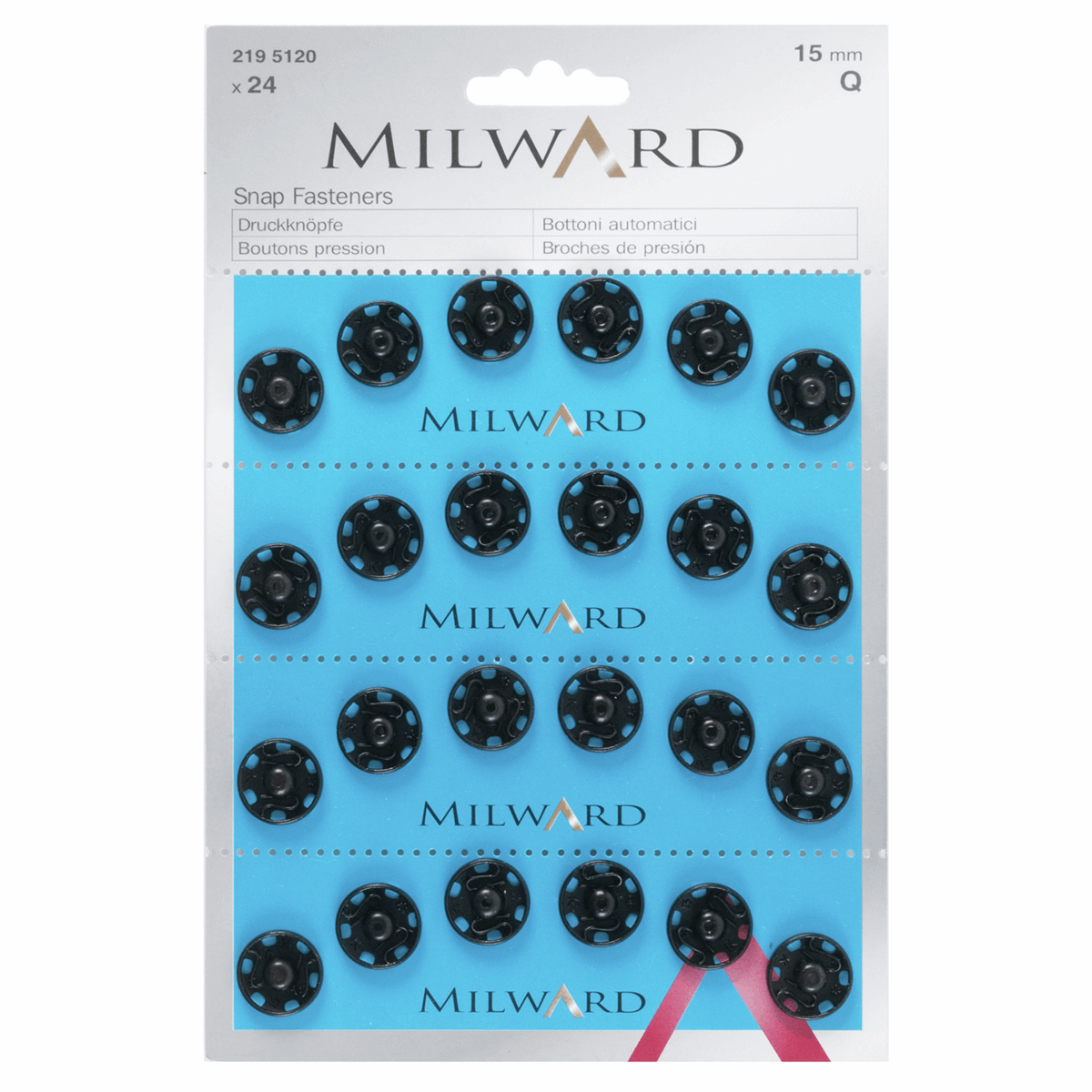 Черные пуговицы: 15 мм: 24 шт. Milward