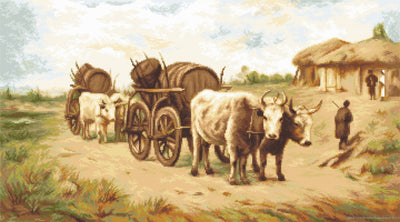 Set de brodat în cruciuliță Luca-S - Car cu boi