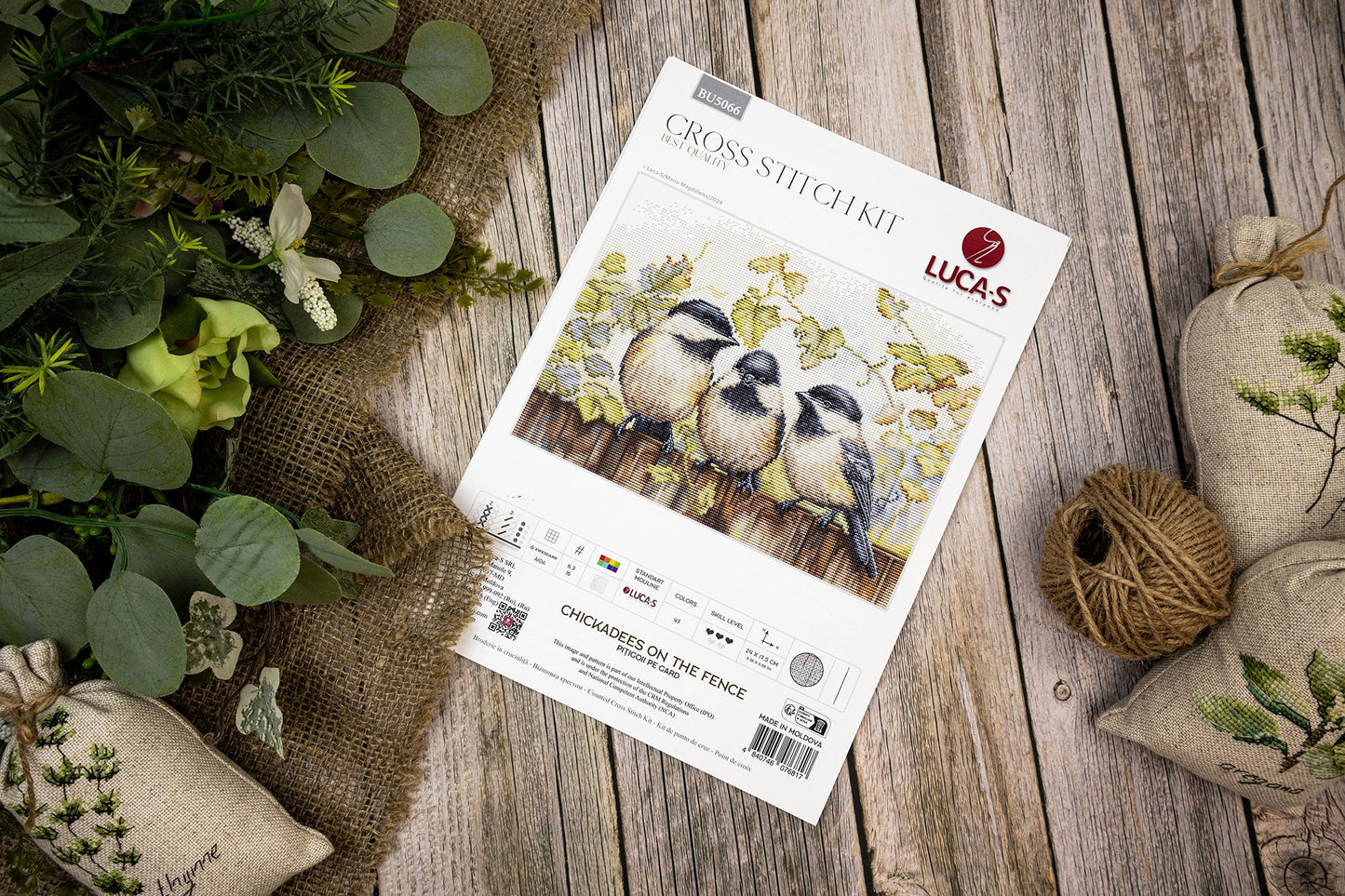 Cross Stitch Kit Luca-S - Chickadees On The Fence , BU5066