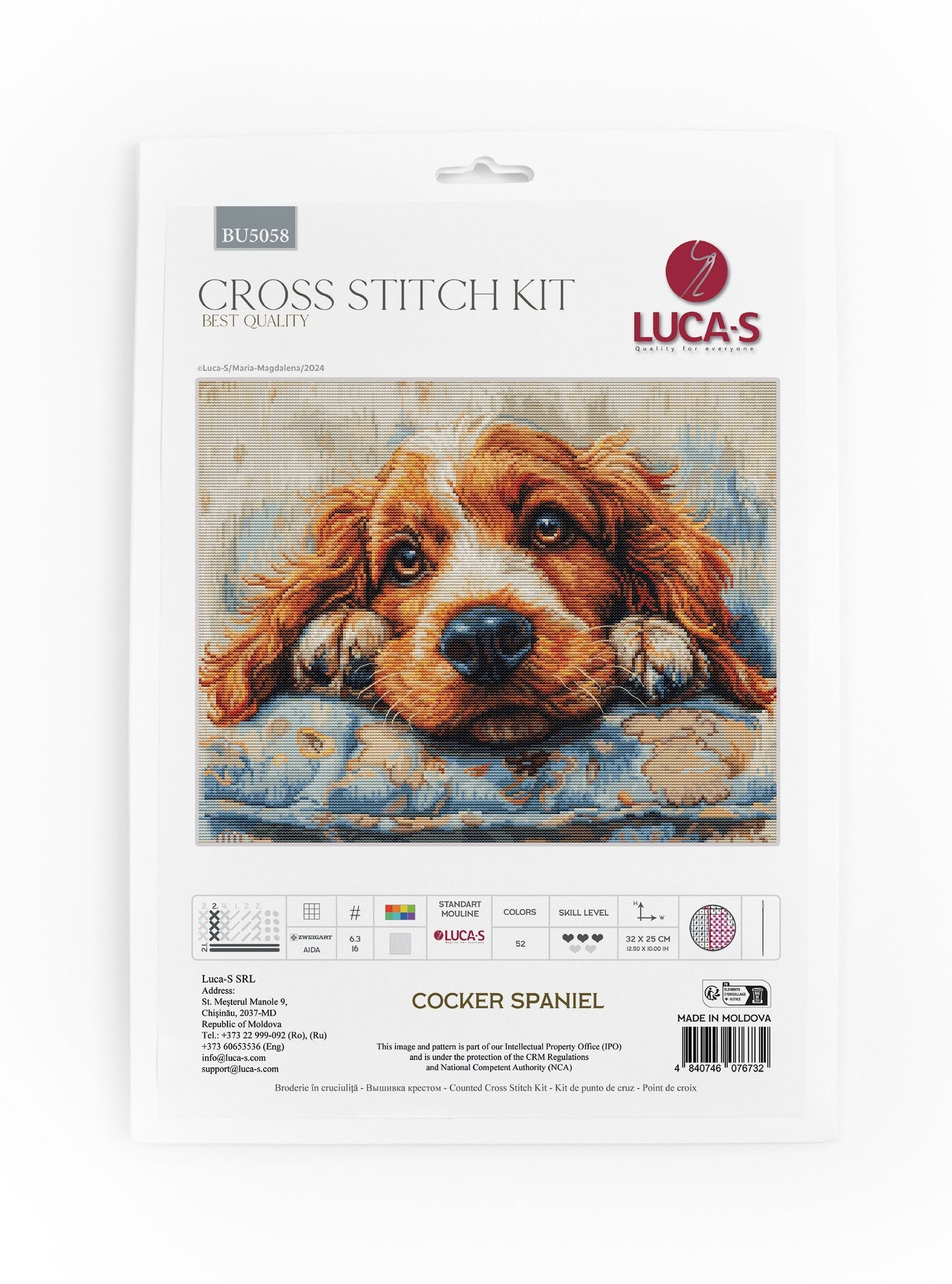 Set de brodat în cruciuliță Luca-S - Cocker Spaniel, BU5058