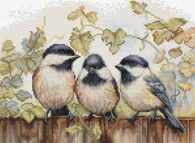 Cross Stitch Kit Luca-S - Chickadees On The Fence , BU5066