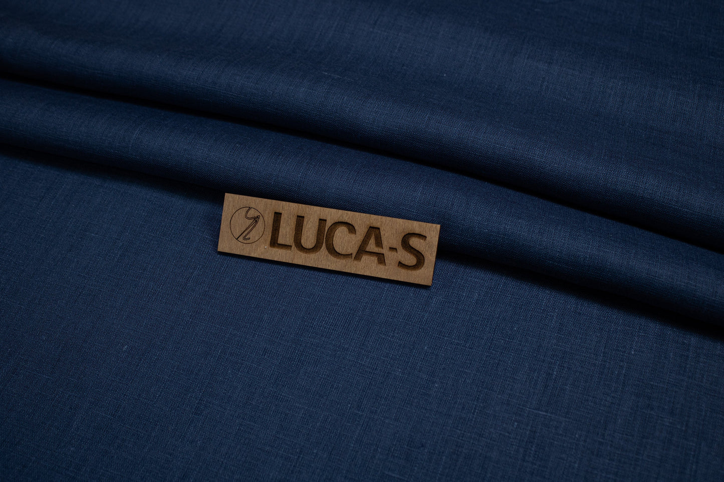 Luca-S Țesătură de in pur natural, 100%, moale, culoare bleumarin