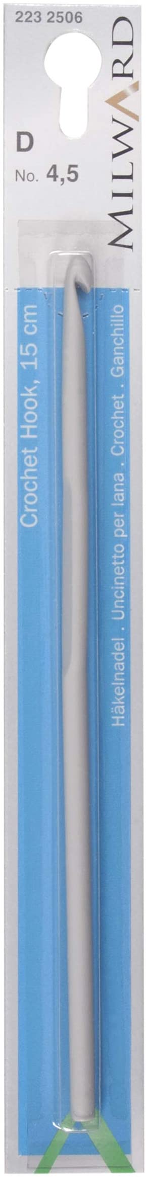 Cârlig de croșetat MILWARD pentru lână, 15cm, aluminiu, gri perlat, 4,5 mm