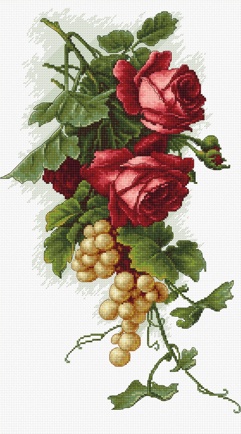 Набор для вышивки крестом Luca-S - B2229 Красные розы и виноград