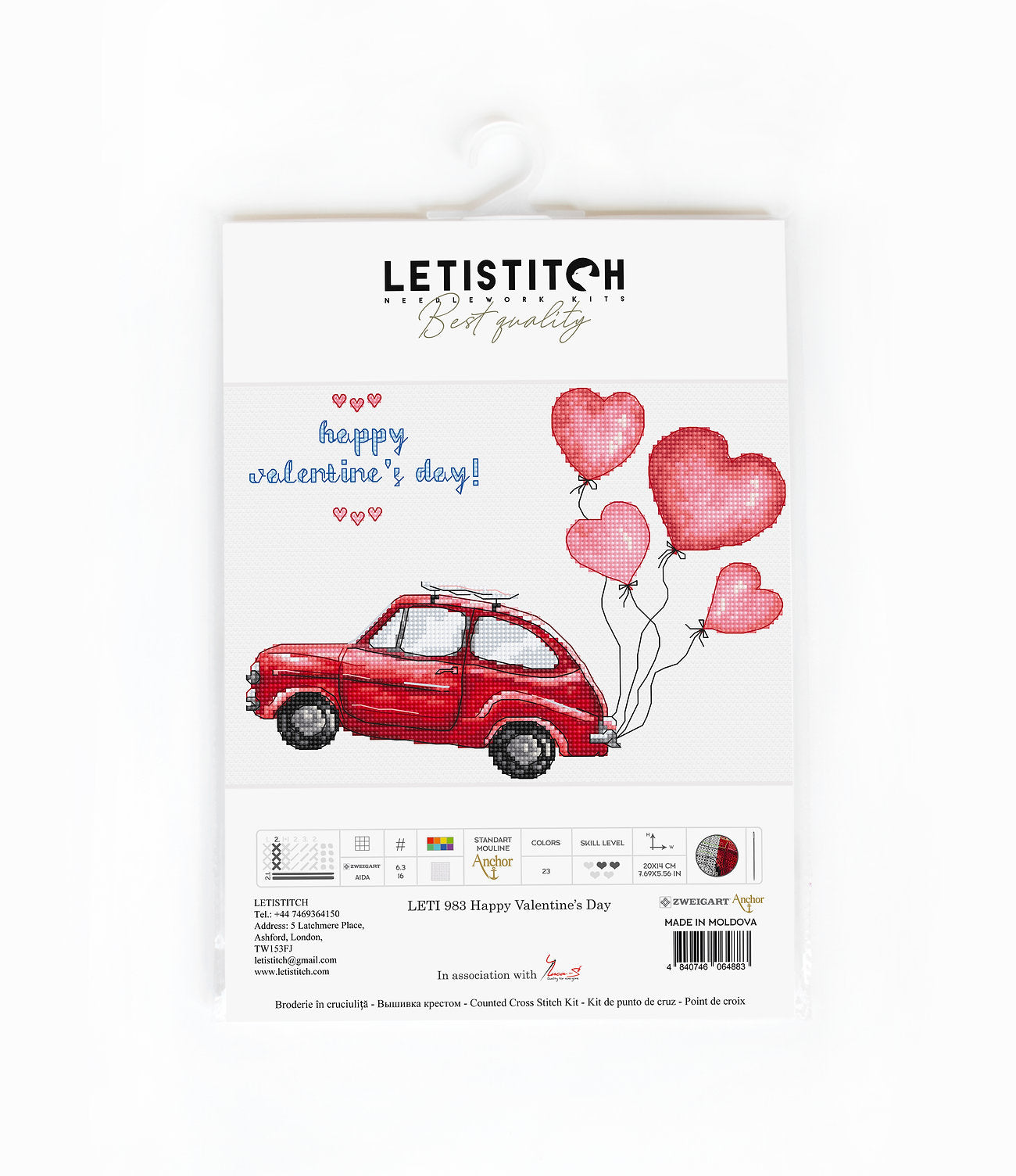 Cross Stitch Kit LetiStitch -  Happy Vallentine’s Day - HobbyJobby