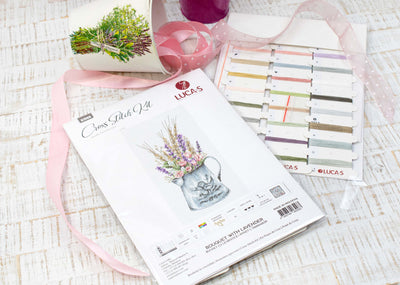 Cross Stitch Kit Luca-S - Bouquet with lavender - HobbyJobby