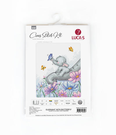 Cross Stitch Kit Luca-S - Elephant with Butterfly - HobbyJobby