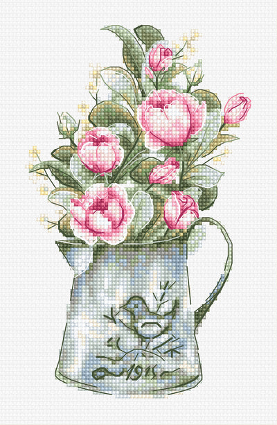 Cross Stitch Kit Luca-S - Bouquet with roses - HobbyJobby