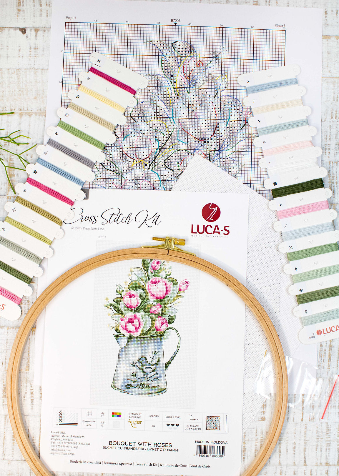 Cross Stitch Kit Luca-S - Bouquet with roses - HobbyJobby
