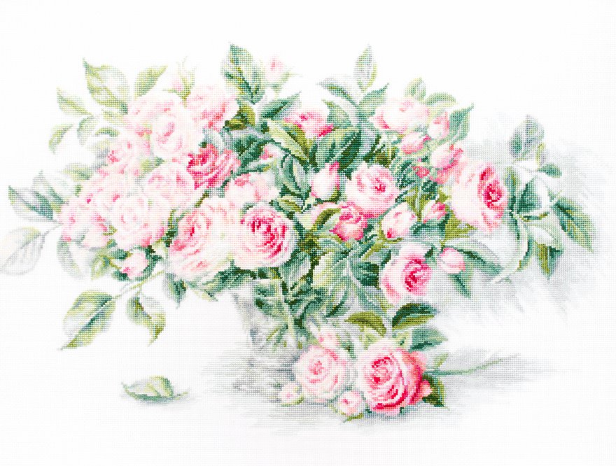 Set de brodat în cruciuliță Luca-S - B2286 Buchet cu trandafiri roz