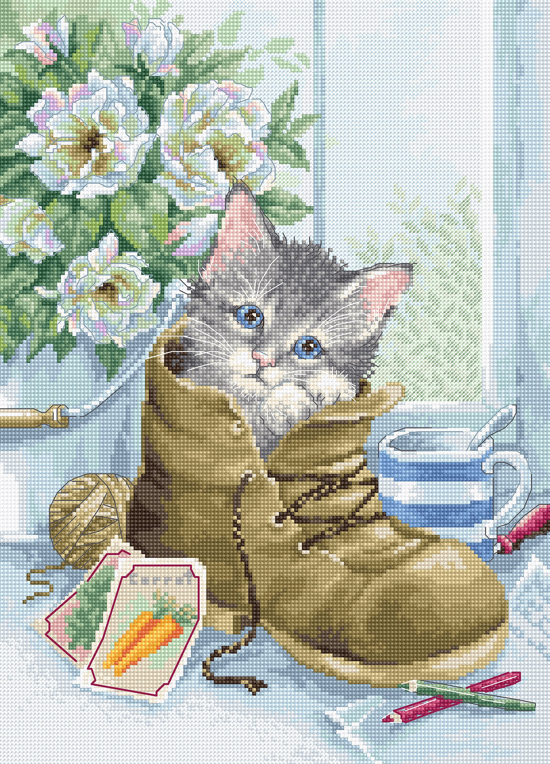 Cross Stitch Kit Luca-S - Cute kitten - HobbyJobby