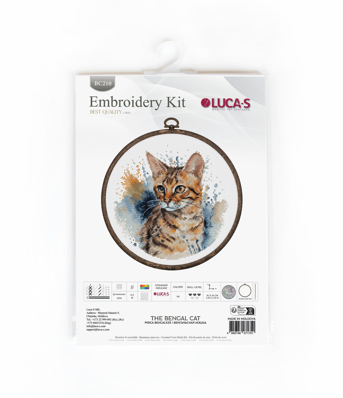 Набор для вышивания с рамкой Luca-S - BC210 Bengal Cat