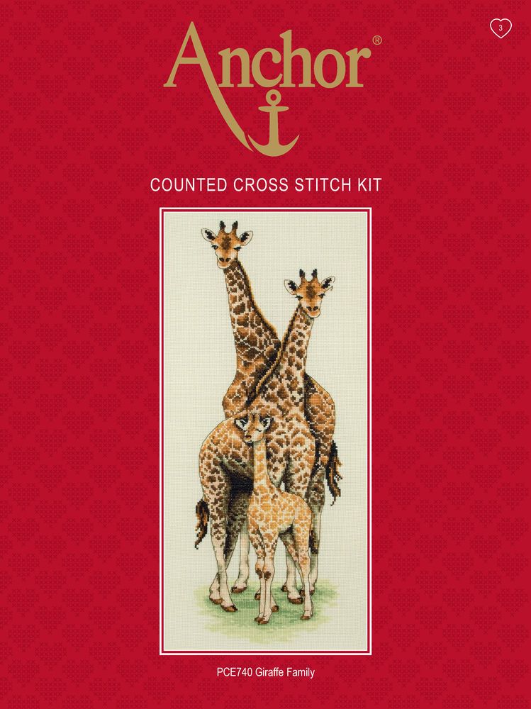 Set de brodat în cruciuliță Anchor - Familia de girafe