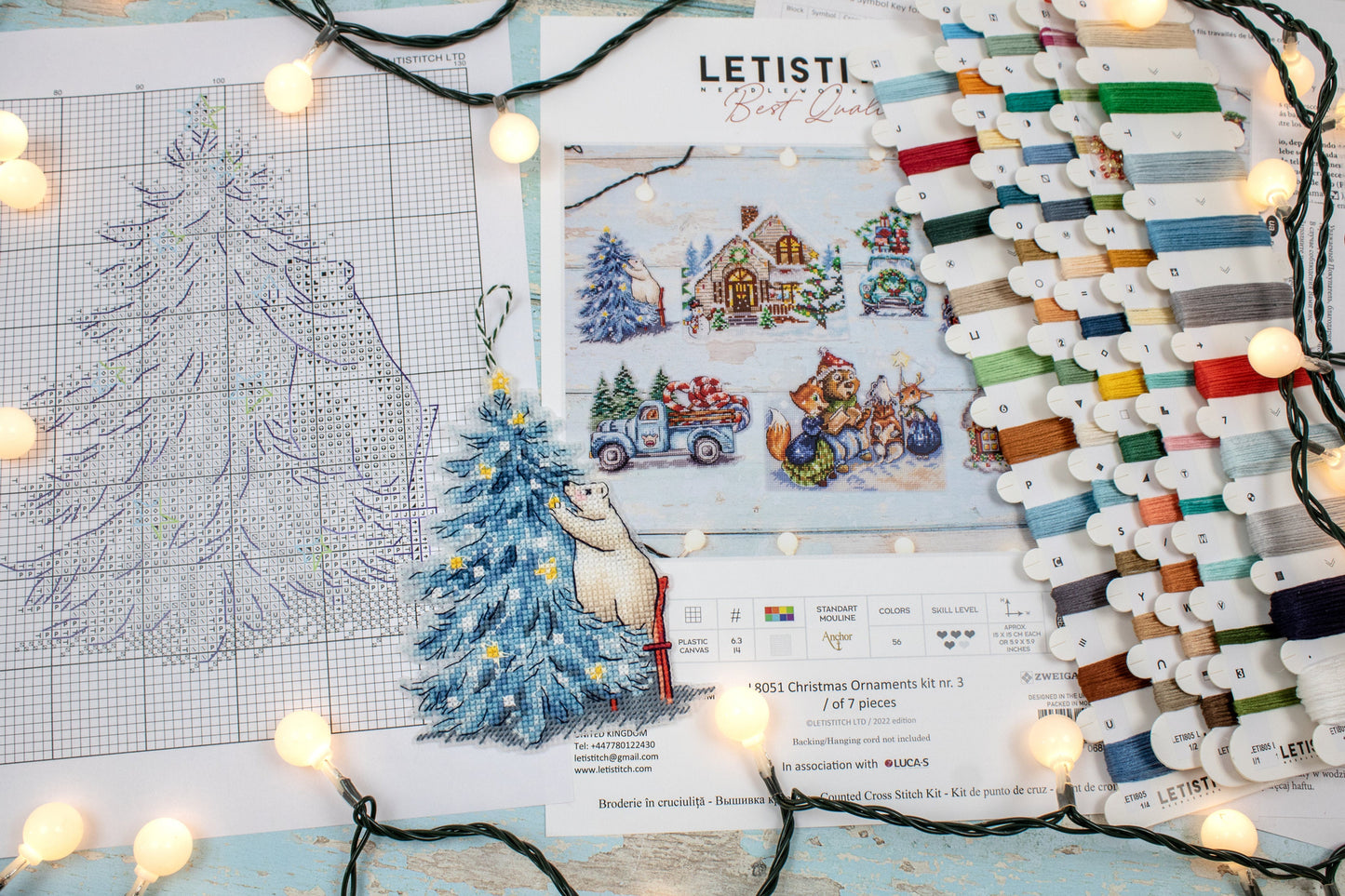 Набор для вышивания LETISTITCH - Christmas Ornaments kit №. 3 / из 7 шт.