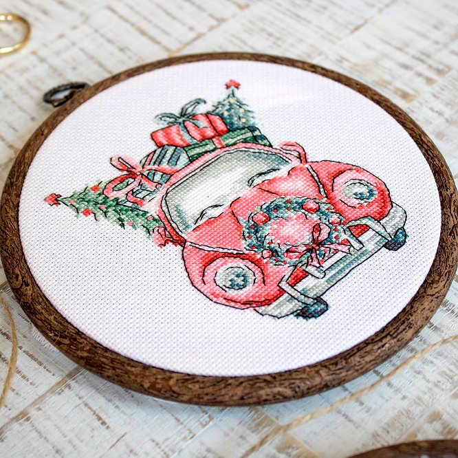 Set de broderie Letistitch  - Christmas Retro Cars / Kit of 5, Leti965